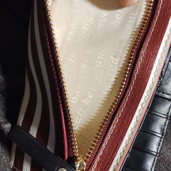 Kate Spade Purple&White Striped Wallet With Black Leather Inside - Picture 7 of 7